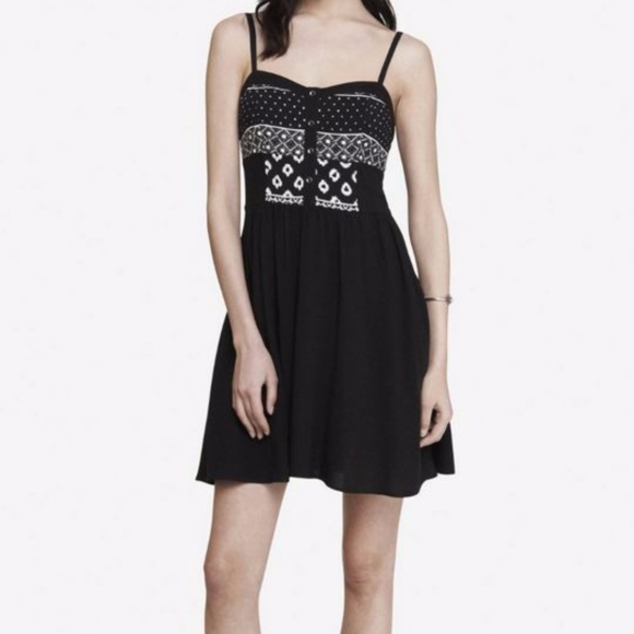 EXPRESS Black & White Printed Cami Sundress Dress - Picture 3 of 3
